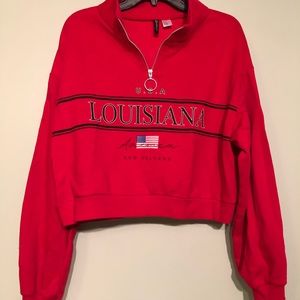 Cropped Louisiana red cropped sweatshirt
